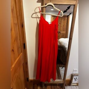 Club Monaco Bold Red V-Neck Dress